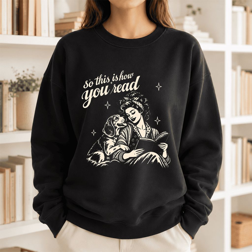 How You Read Beagle Printed Sweatshirt | Reader Gift Black