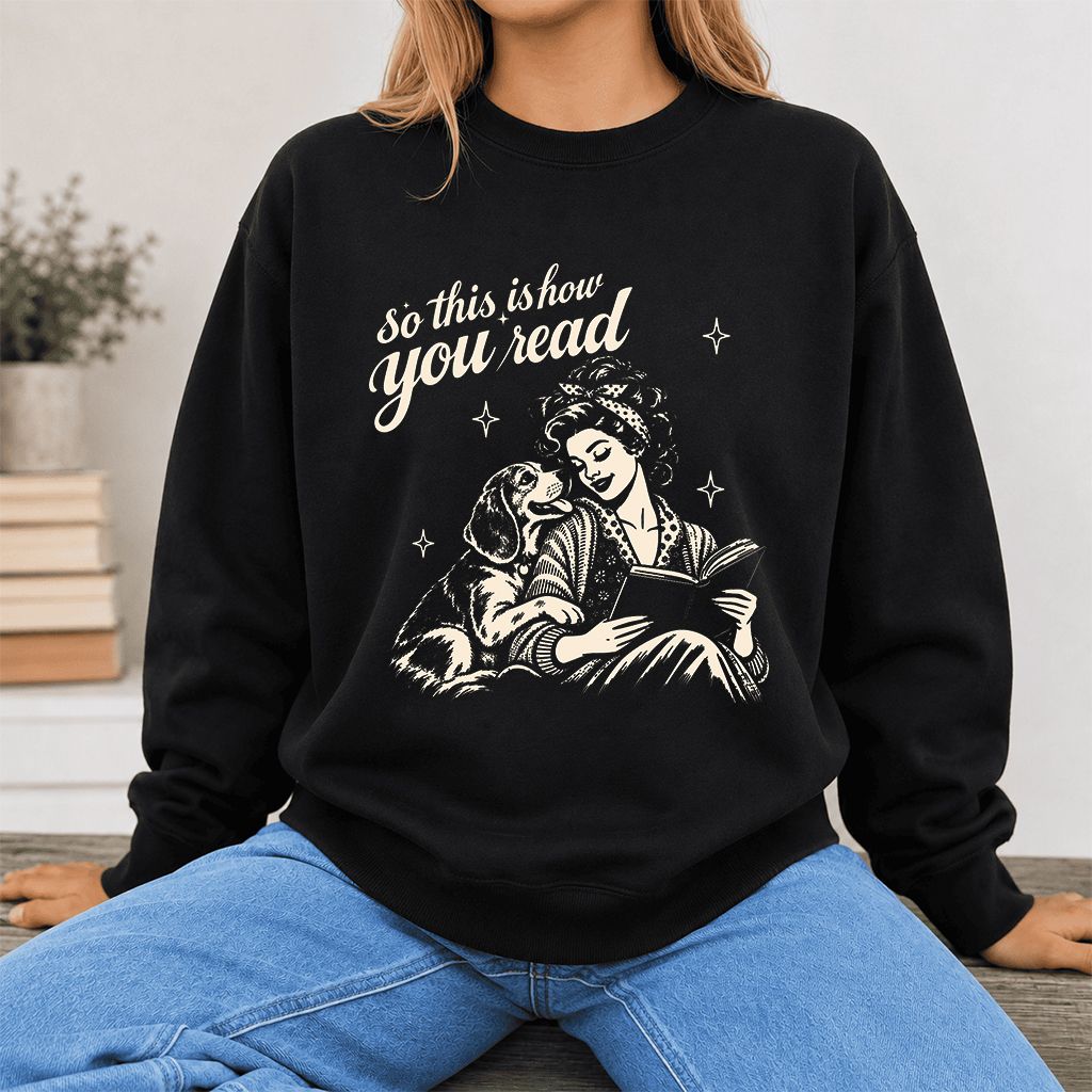 How You Read Beagle Printed Sweatshirt | Reader Gift Black