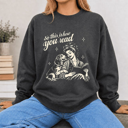 How You Read Beagle Printed Sweatshirt | Reader Gift Dark Heather