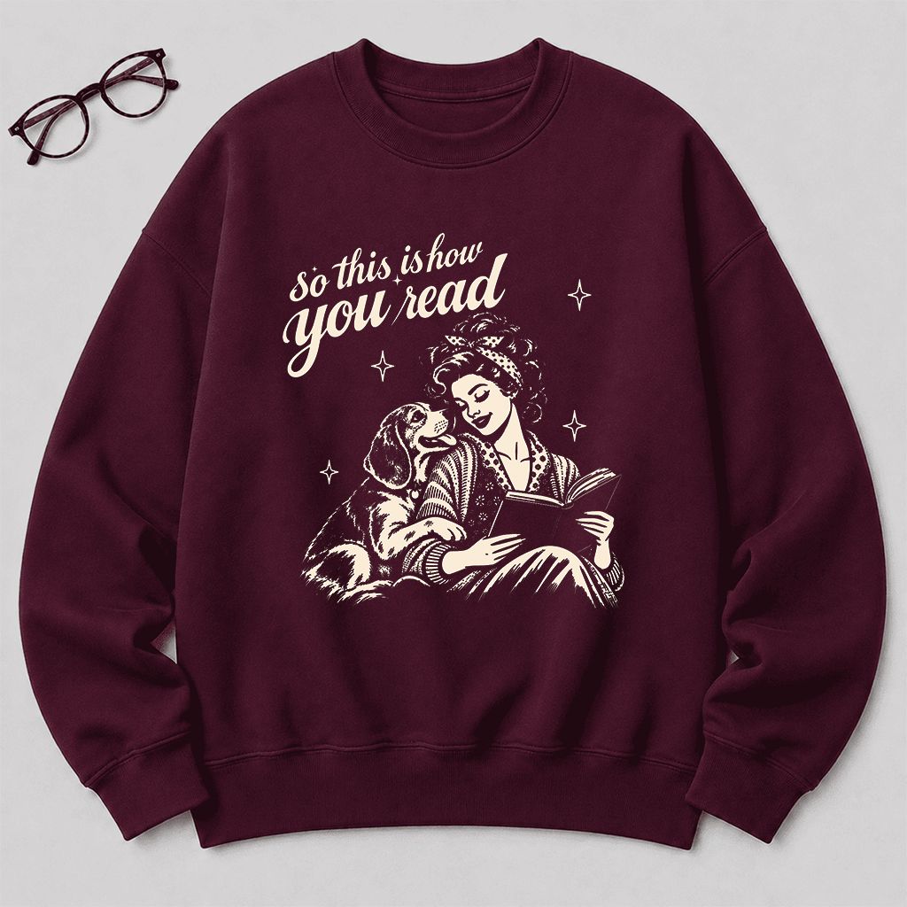 How You Read Beagle Printed Sweatshirt | Reader Gift Maroon