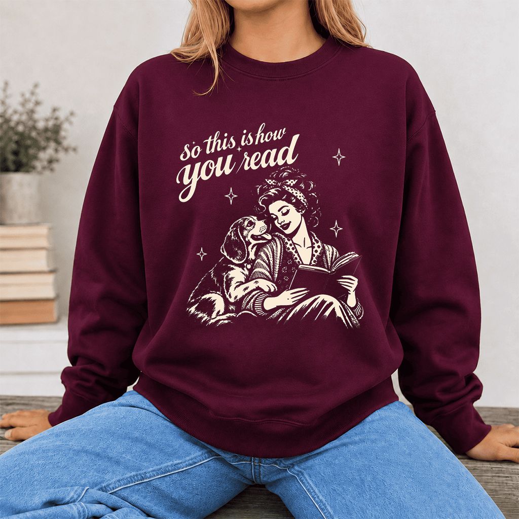 How You Read Beagle Printed Sweatshirt | Reader Gift Maroon