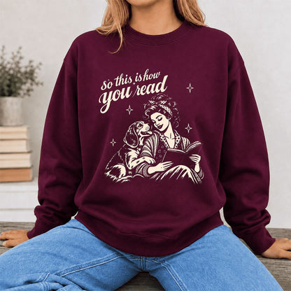 How You Read Beagle Printed Sweatshirt | Reader Gift Maroon
