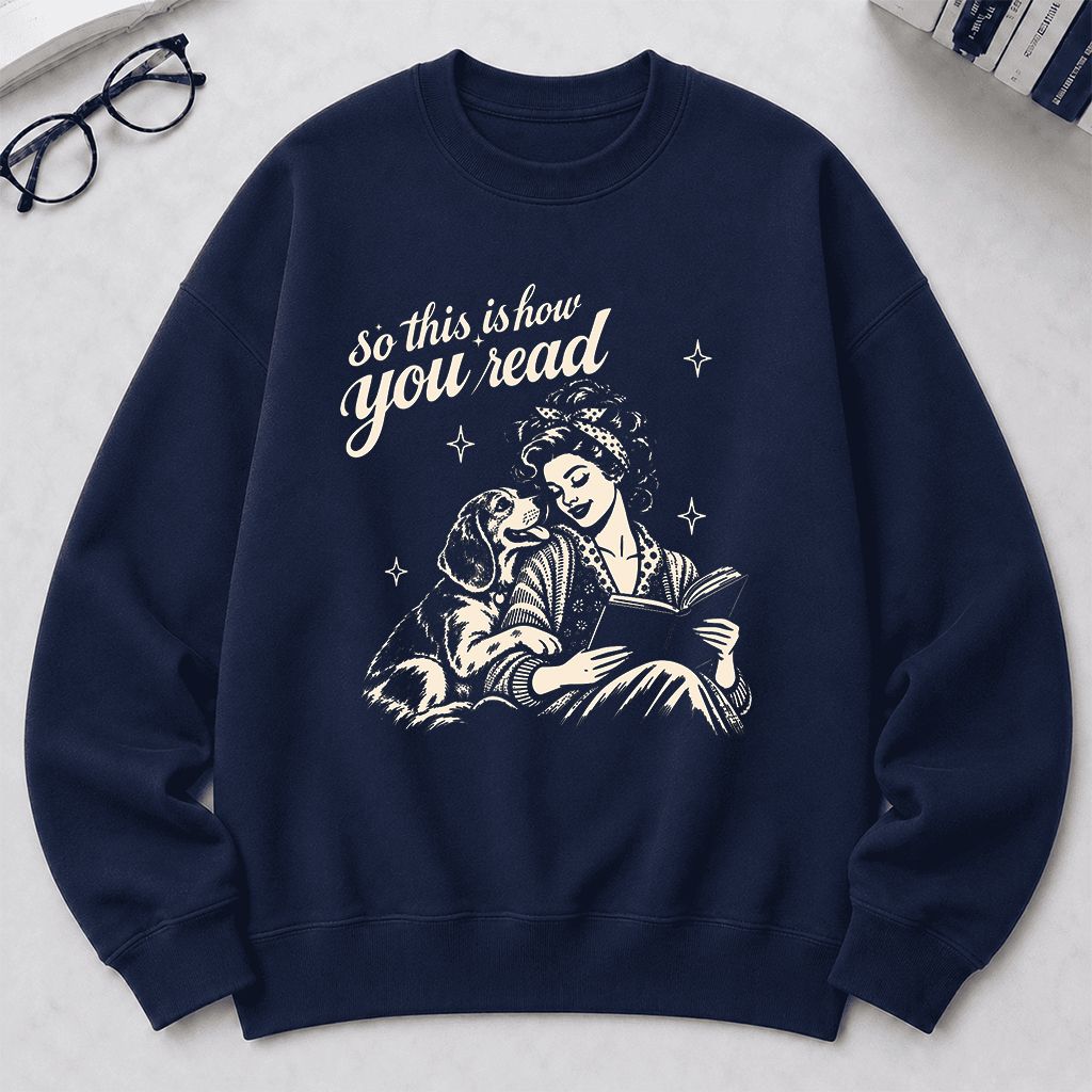 How You Read Beagle Printed Sweatshirt | Reader Gift Navy