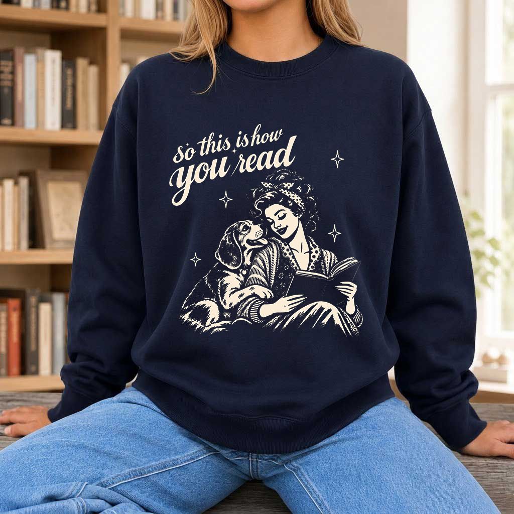 How You Read Beagle Printed Sweatshirt | Reader Gift Navy