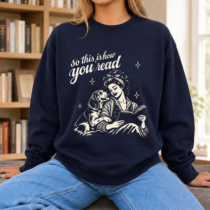 How You Read Beagle Printed Sweatshirt | Reader Gift Navy