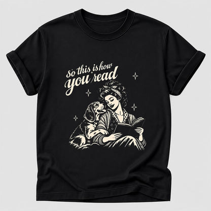 How You Read Beagle Printed T-Shirt | Reader Gift Black