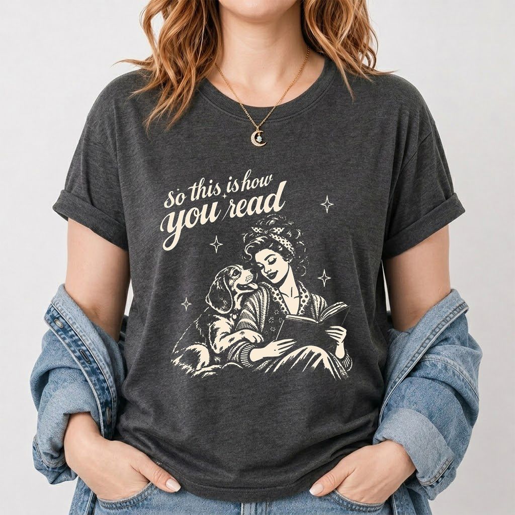 How You Read Beagle Printed T-Shirt | Reader Gift Dark Heather