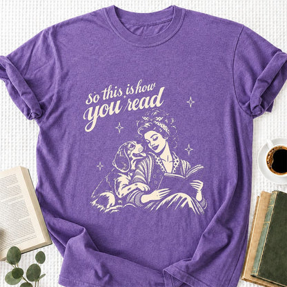 How You Read Beagle Printed T-Shirt | Reader Gift Heather Purple