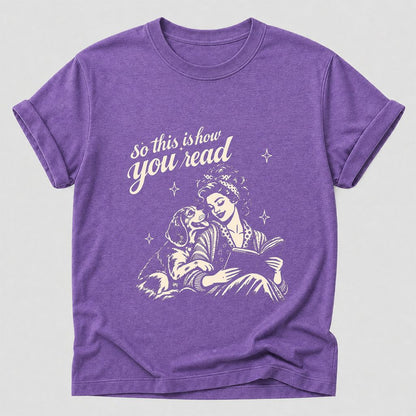 How You Read Beagle Printed T-Shirt | Reader Gift Heather Purple