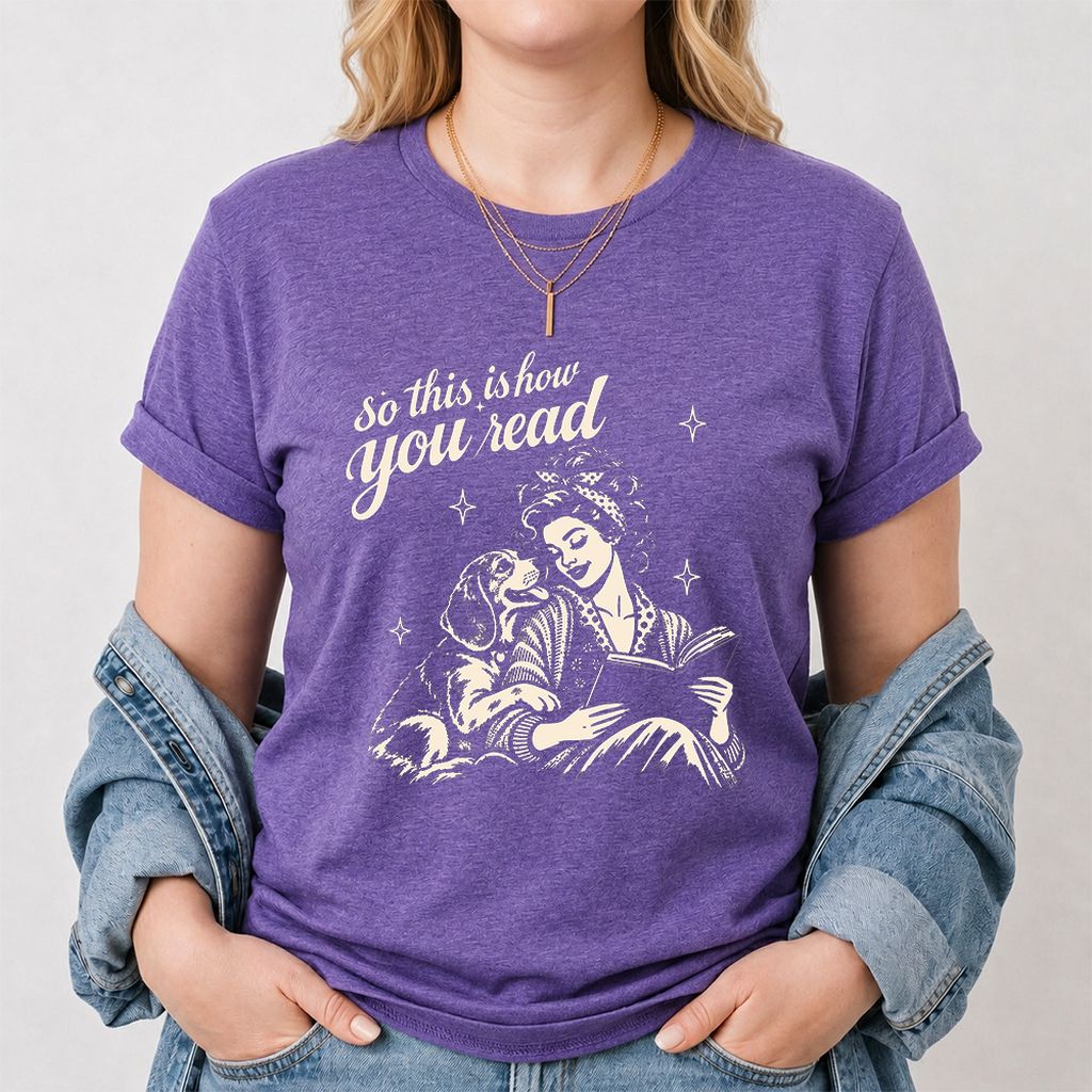 How You Read Beagle Printed T-Shirt | Reader Gift Heather Purple