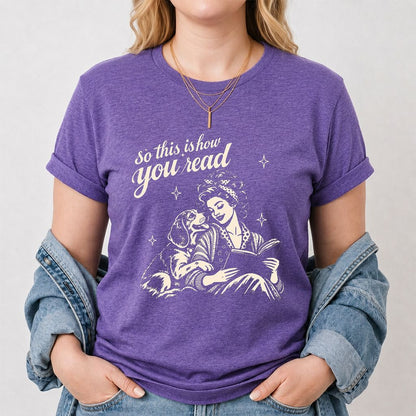 How You Read Beagle Printed T-Shirt | Reader Gift Heather Purple