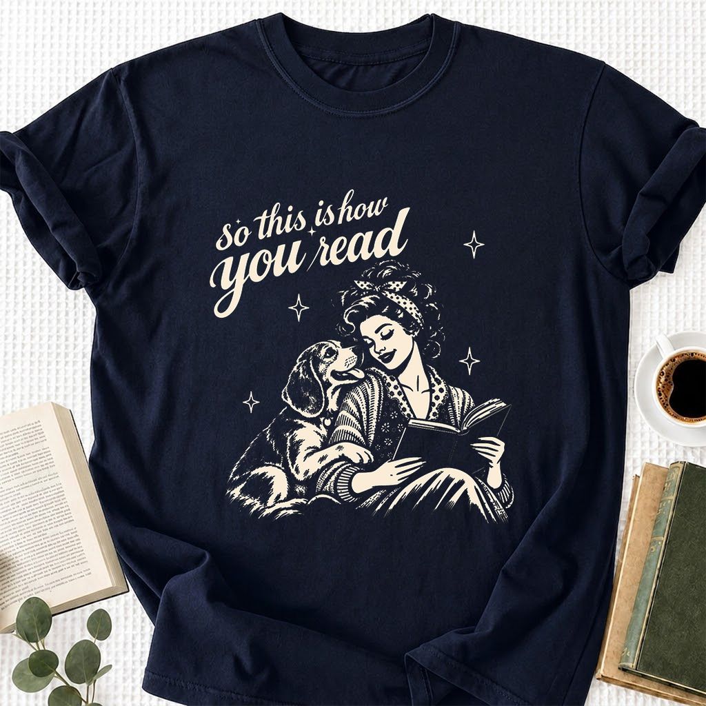How You Read Beagle Printed T-Shirt | Reader Gift Navy