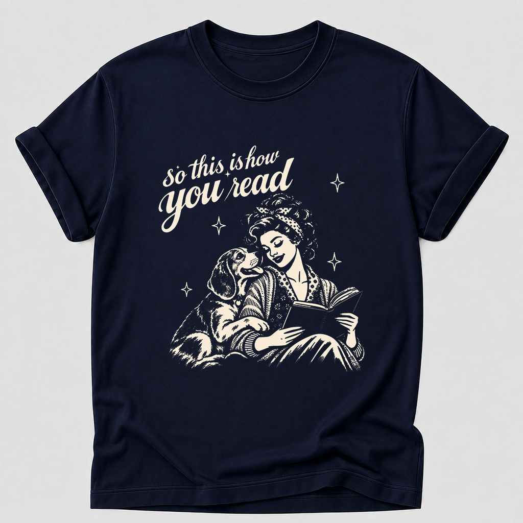 How You Read Beagle Printed T-Shirt | Reader Gift Navy