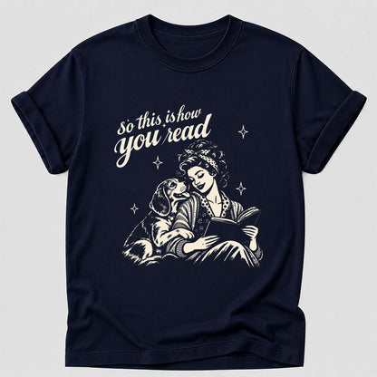 How You Read Beagle Printed T-Shirt | Reader Gift Navy