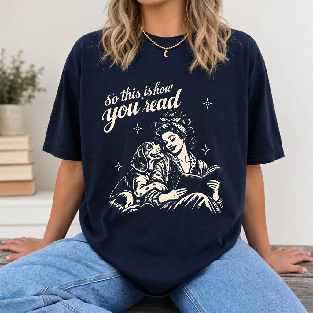 How You Read Beagle Printed T-Shirt | Reader Gift Navy