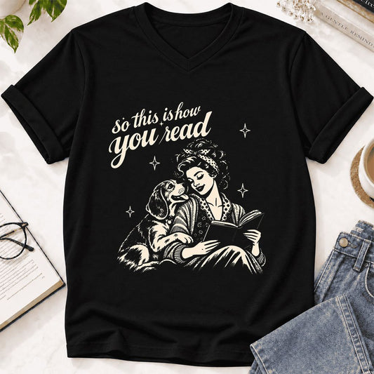 How You Read Beagle Ultra-Soft V-Neck | Reader Gift Black