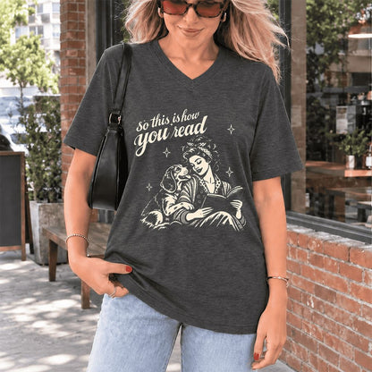 How You Read Beagle Ultra-Soft V-Neck | Reader Gift Dark Grey Heather