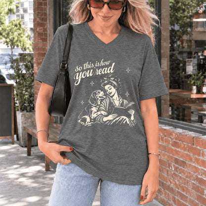 How You Read Beagle Ultra-Soft V-Neck | Reader Gift Deep Heather