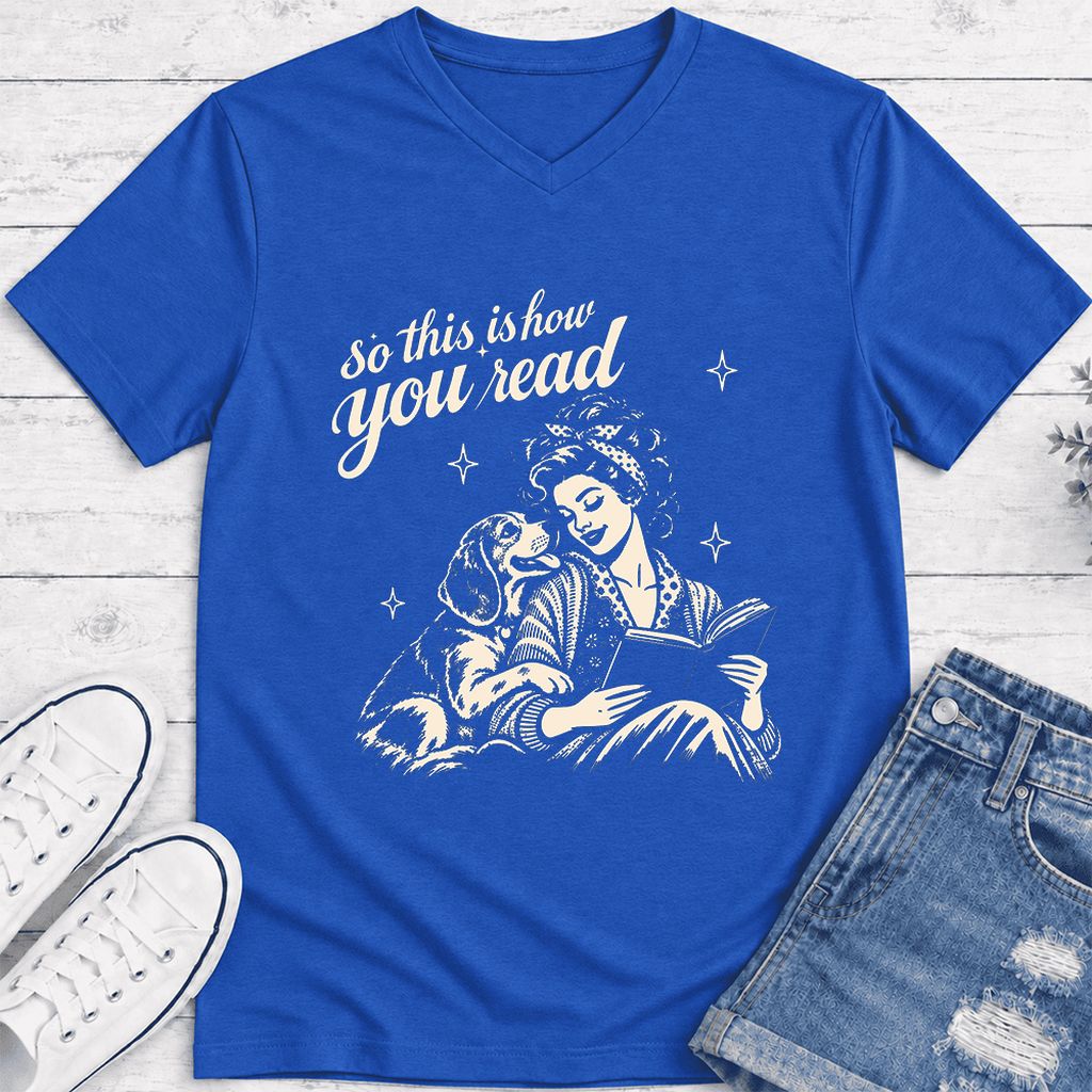 How You Read Beagle Ultra-Soft V-Neck | Reader Gift True Royal