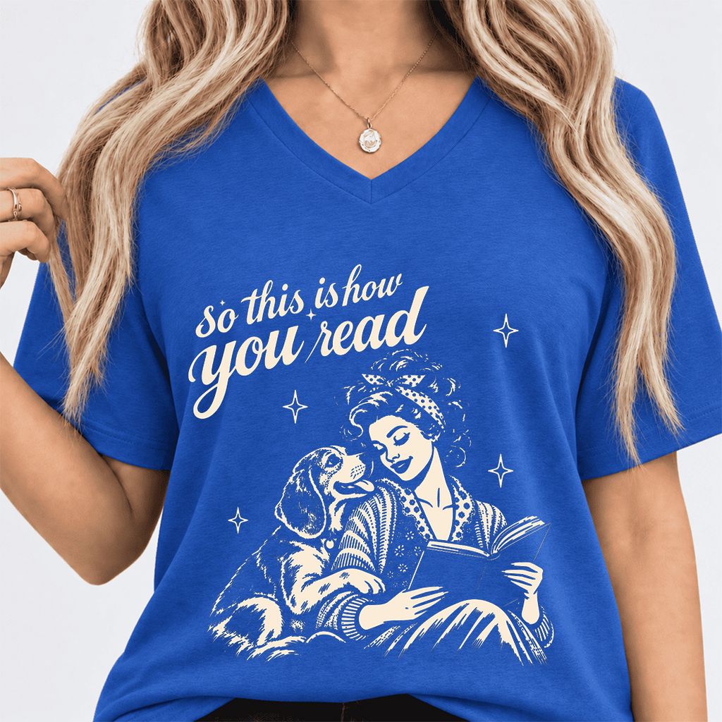 How You Read Beagle Ultra-Soft V-Neck | Reader Gift True Royal