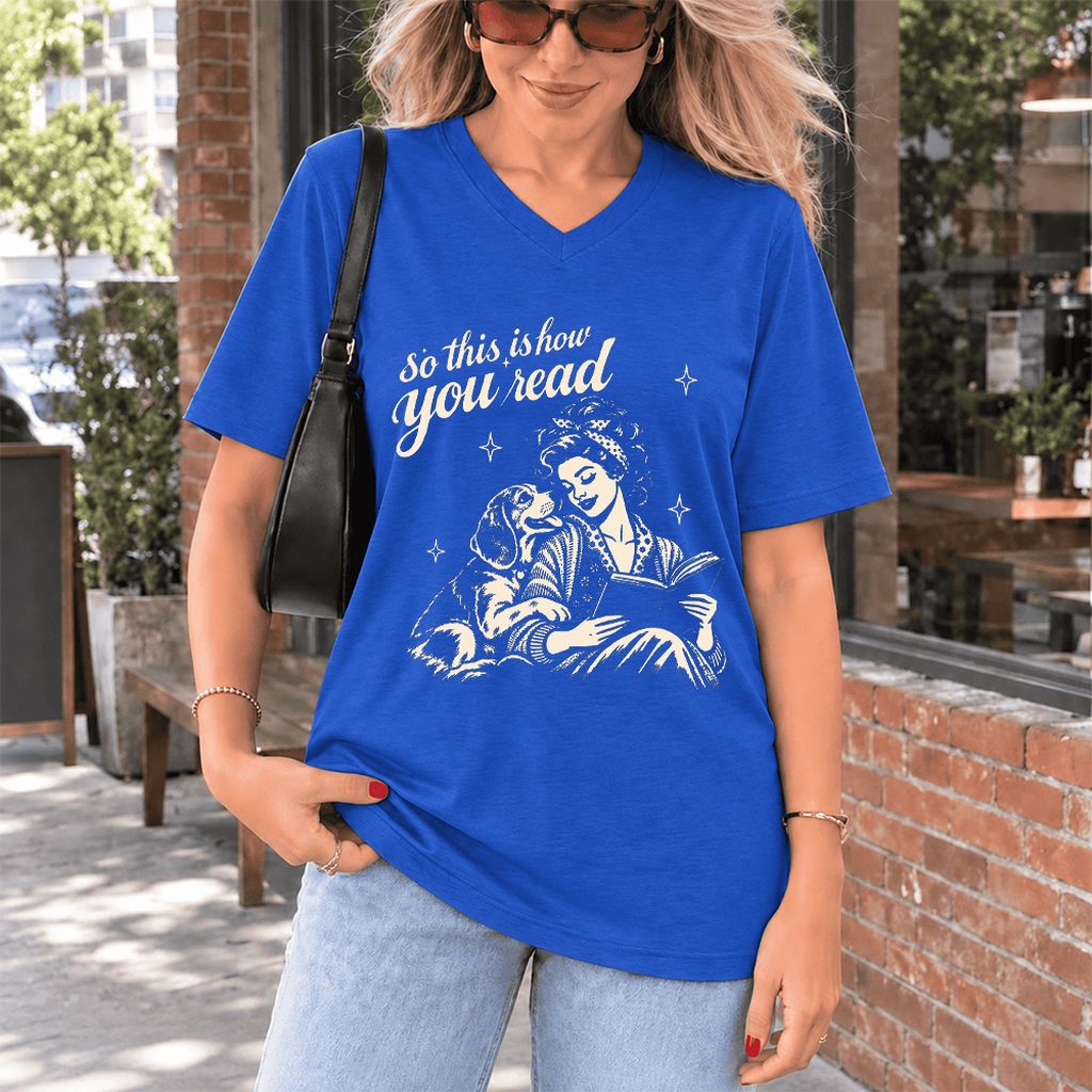 How You Read Beagle Ultra-Soft V-Neck | Reader Gift True Royal