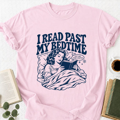 I Read Past My Bedtime Printed T-Shirt | Reader Gift Light Pink