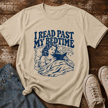 I Read Past My Bedtime Printed T-Shirt | Reader Gift Sand