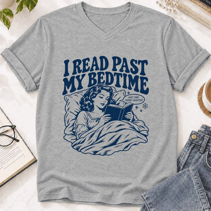 I Read Past My Bedtime Ultra-Soft V-Neck | Reader Gift Athletic Heather