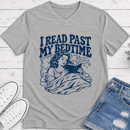 I Read Past My Bedtime Ultra-Soft V-Neck | Reader Gift Athletic Heather
