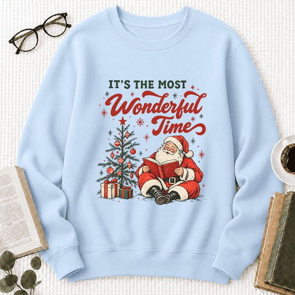 It’s The Most Wonderful Time Printed Sweatshirt | Christmas Reader Gift Light Blue
