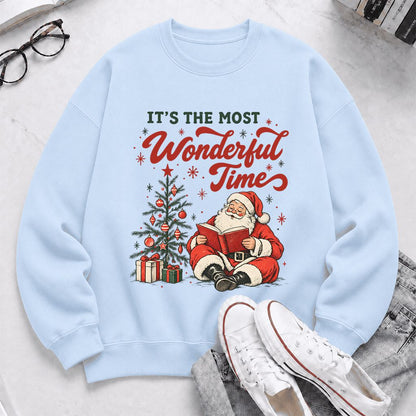 It’s The Most Wonderful Time Printed Sweatshirt | Christmas Reader Gift Light Blue