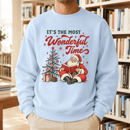 It’s The Most Wonderful Time Printed Sweatshirt | Christmas Reader Gift Light Blue
