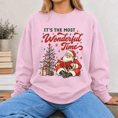 It’s The Most Wonderful Time Printed Sweatshirt | Christmas Reader Gift Light Pink