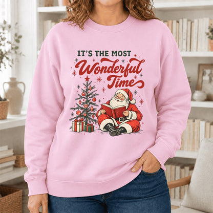 It’s The Most Wonderful Time Printed Sweatshirt | Christmas Reader Gift Light Pink
