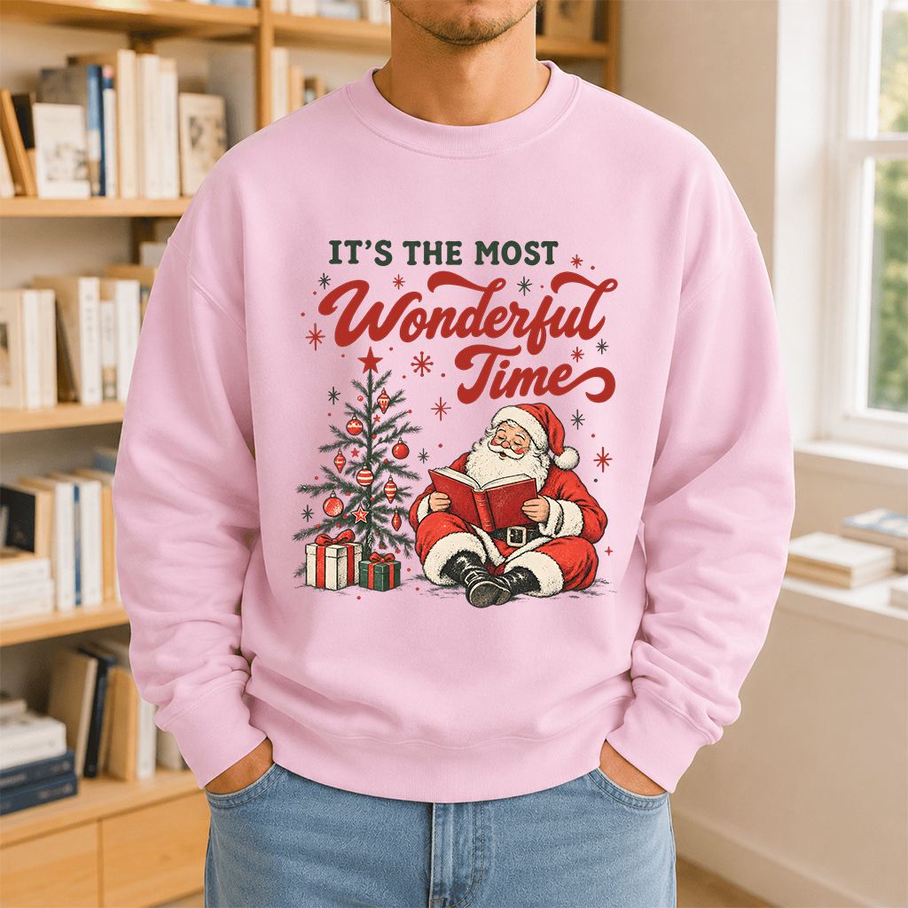 It’s The Most Wonderful Time Printed Sweatshirt | Christmas Reader Gift Light Pink