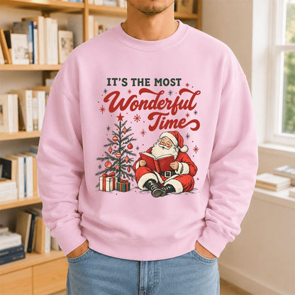 It’s The Most Wonderful Time Printed Sweatshirt | Christmas Reader Gift Light Pink