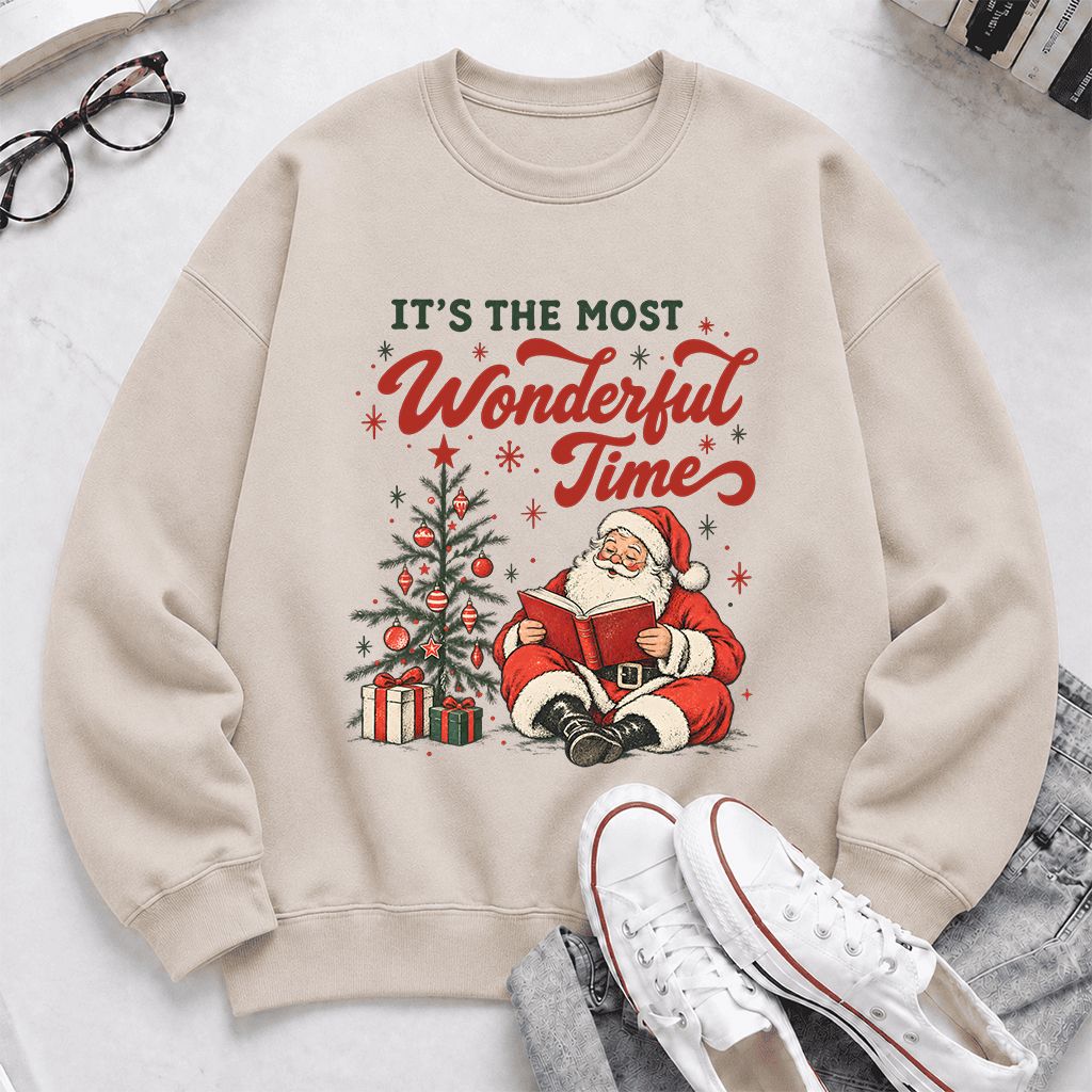 It’s The Most Wonderful Time Printed Sweatshirt | Christmas Reader Gift Sand