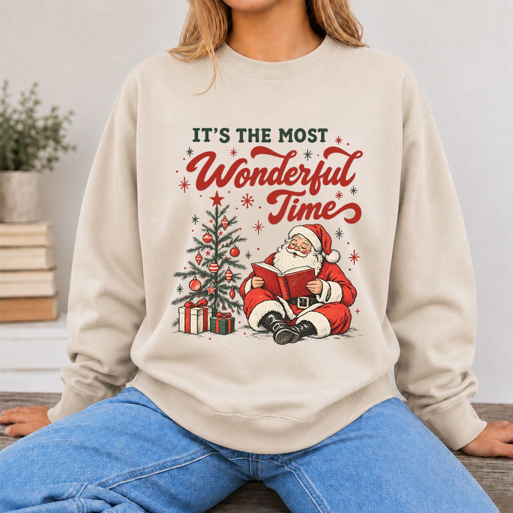 It’s The Most Wonderful Time Printed Sweatshirt | Christmas Reader Gift Sand