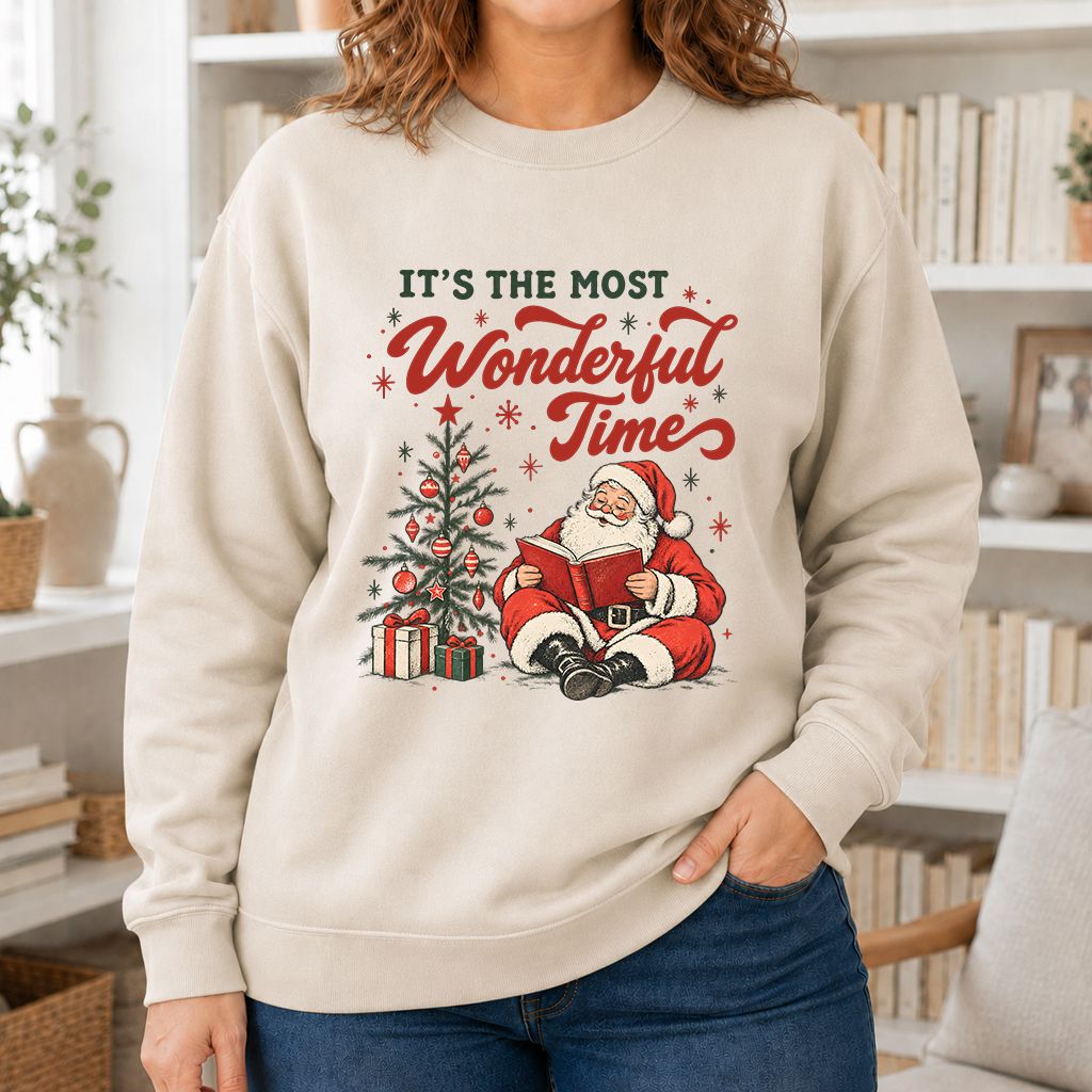 It’s The Most Wonderful Time Printed Sweatshirt | Christmas Reader Gift Sand