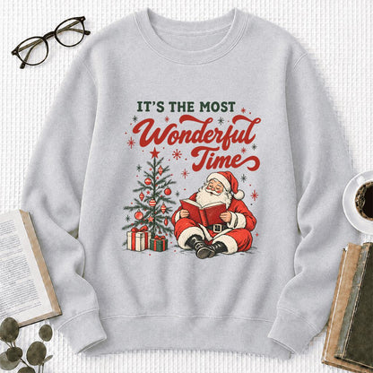 It’s The Most Wonderful Time Printed Sweatshirt | Christmas Reader Gift Sport Grey
