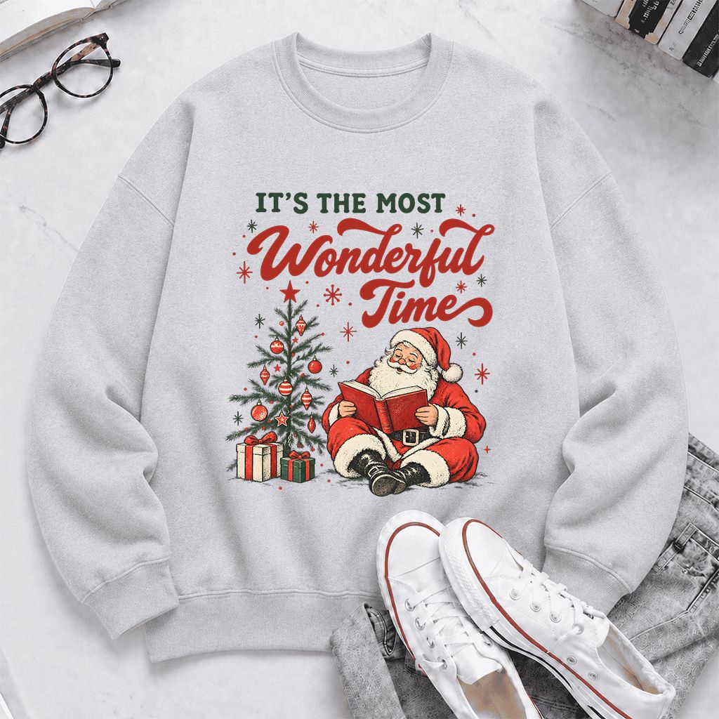 It’s The Most Wonderful Time Printed Sweatshirt | Christmas Reader Gift Sport Grey
