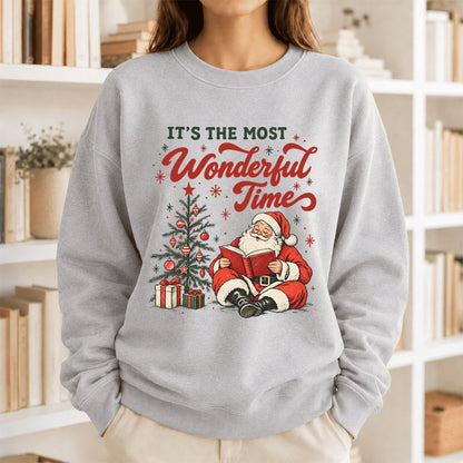 It’s The Most Wonderful Time Printed Sweatshirt | Christmas Reader Gift Sport Grey