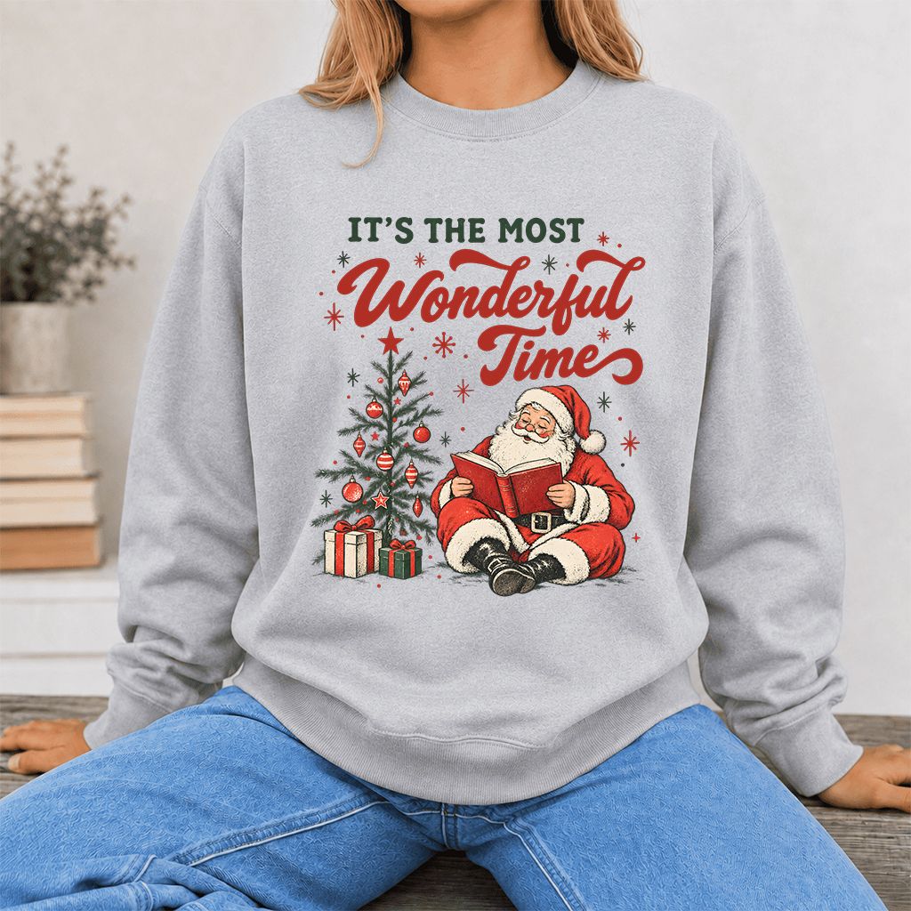 It’s The Most Wonderful Time Printed Sweatshirt | Christmas Reader Gift Sport Grey