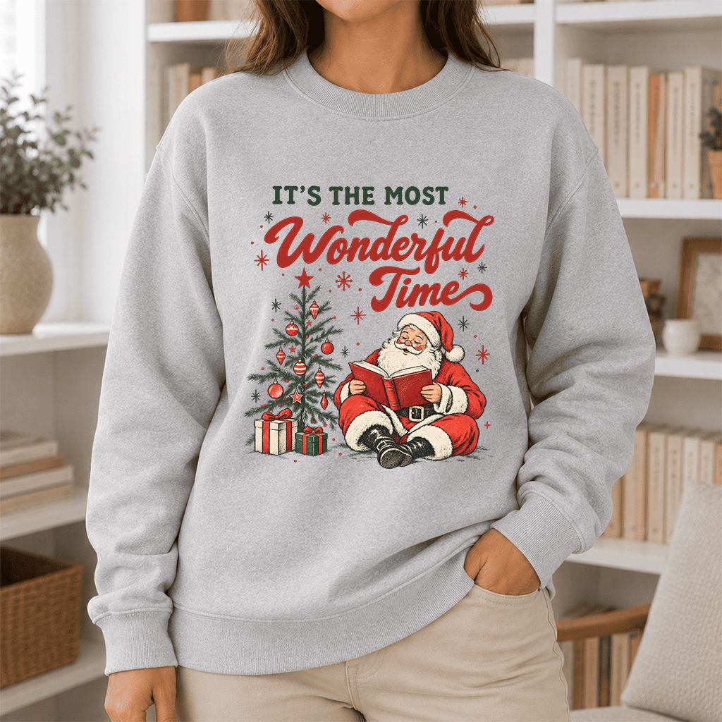 It’s The Most Wonderful Time Printed Sweatshirt | Christmas Reader Gift Sport Grey