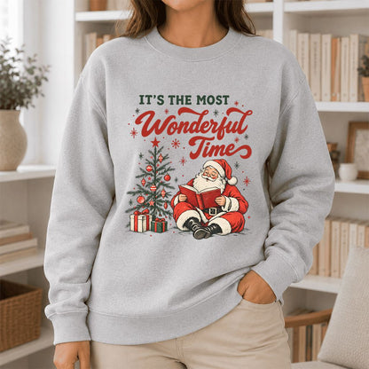 It’s The Most Wonderful Time Printed Sweatshirt | Christmas Reader Gift Sport Grey