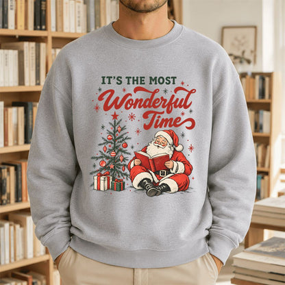 It’s The Most Wonderful Time Printed Sweatshirt | Christmas Reader Gift Sport Grey