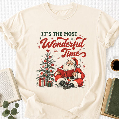 It’s The Most Wonderful Time Printed T-Shirt | Christmas Reader Gift Natural