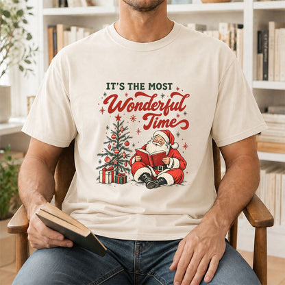 It’s The Most Wonderful Time Printed T-Shirt | Christmas Reader Gift Natural