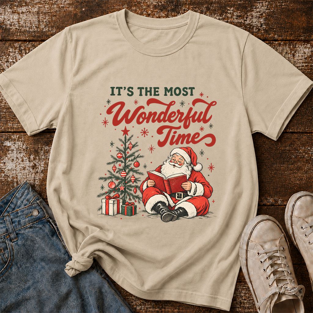 It’s The Most Wonderful Time Printed T-Shirt | Christmas Reader Gift Sand