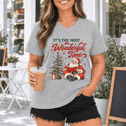 It’s The Most Wonderful Time Ultra-Soft V-Neck | Christmas Reader Gift Athletic Heather